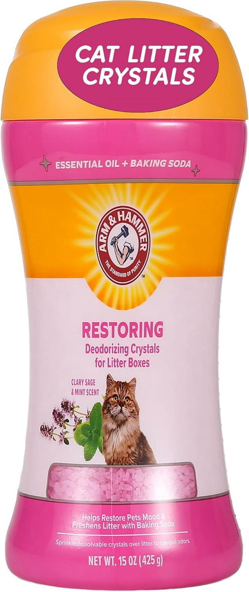 (2 Pack)  Deodorizing Cat Litter Crystals for Litter Boxes, Clary Sage & Mint Scent 15 Oz.