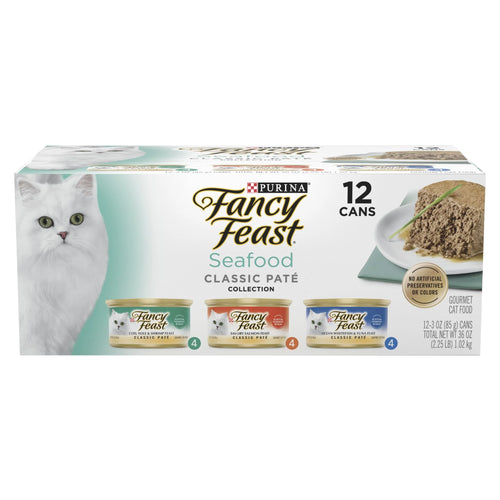 (2 Pack)   Seafood Classic Pate Collection Grain Free Wet Cat Food Pate Variety Pack, 3 Oz Cans (12 Pack)